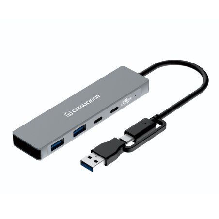 GRAUGEAR 10Gbps USB-HUB 4x USB 3.2. 2x Type-C und 2x Type-A