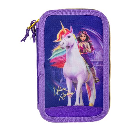 Stor - Unicorn Academy - Filled double pencil case - 19.5 x 12.5 x 5 cm