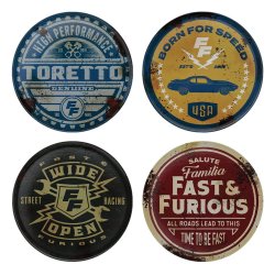 Fast & Furious pack 4 sous-verres Vintage Style
