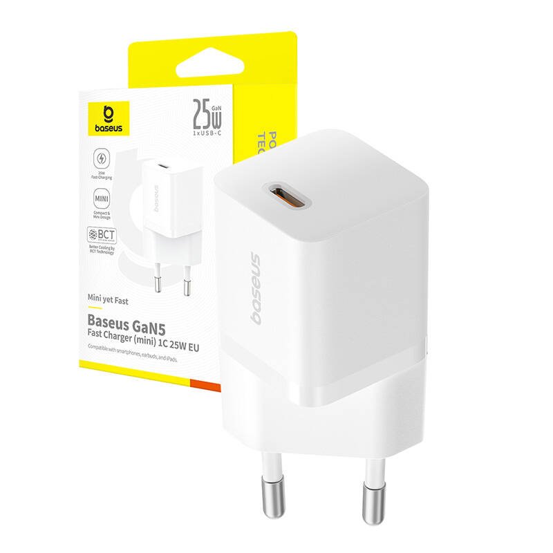 Baseus P10110909213-00 USB-C GaN5 mini 25W mains charger White
