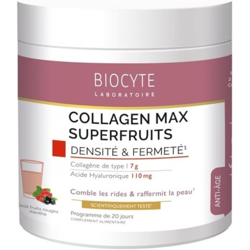 Biocyte Beauty Food Collagen Max Superfruits 260g Anti-Aging Care Red Fruits Mint Powder