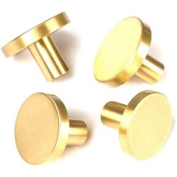 Vintage Cabinet Door Knobs 10 Brushed Gold Solid Brass Cabinet Knobs