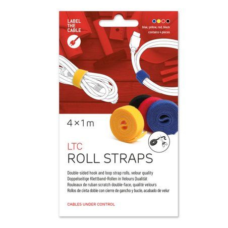Label-the-cable ROLLS cable tie Velcro Black, Blue, Red, Yellow 4 pc(s)
