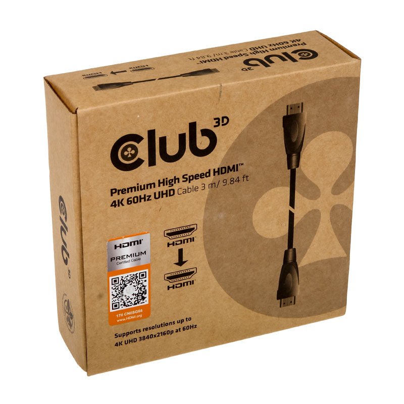 CLUB3D HDMI 2.0 Cable 3Meter UHD 4K/60Hz 18Gbps Certified Premium High Speed