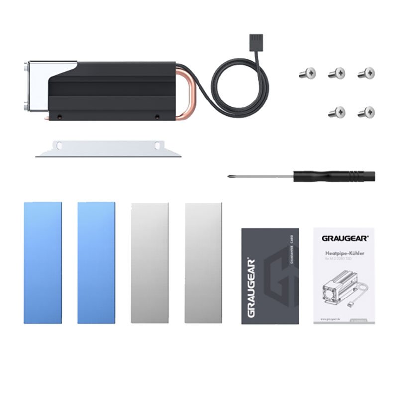 GRAUGEAR G-M2HS03-F système de refroidissement d’ordinateur Disque électronique Noir, Argent