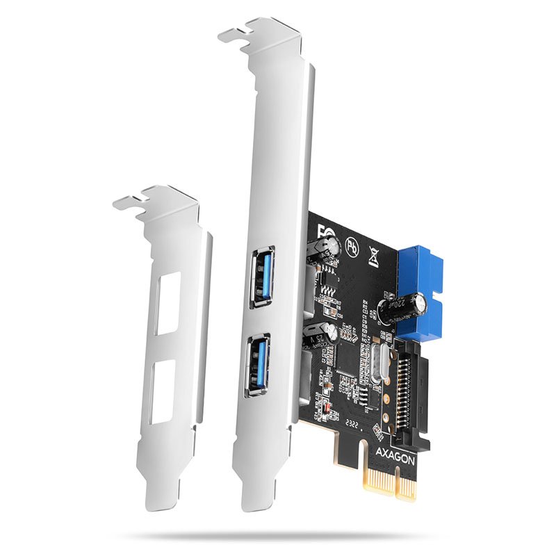 AXAGON PCEU-232VLS PCIe Adapter 2+2x USB3.0 UASP VIA + LP, 15-pin SATA Stromversorgung