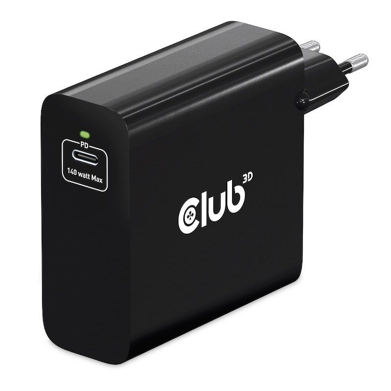 CLUB3D Travel Charger 140 Watt GaN technology, Single port USB Type-C, Power Delivery(PD) 3.1 Support