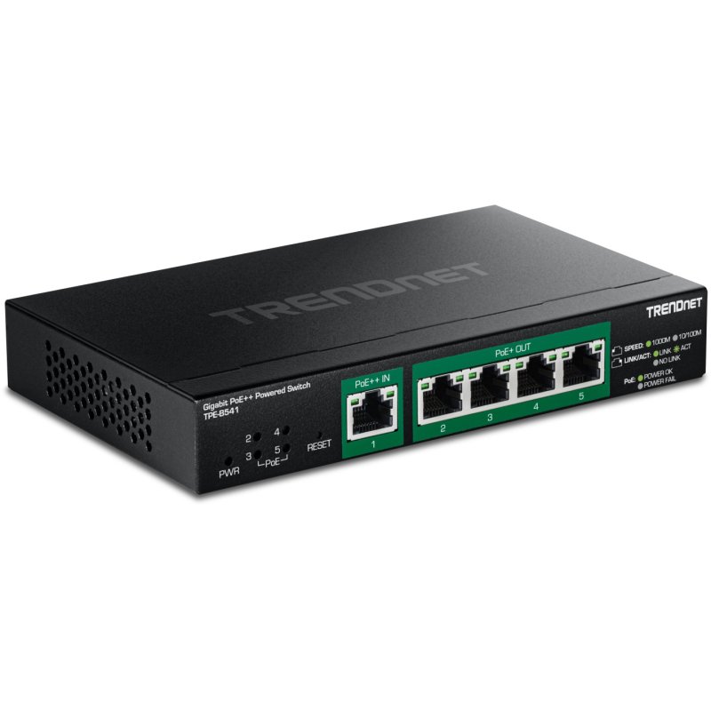 5-PORT GIGABIT POE POWERED MGD SWITCH WITH POE PASSTHROUGH
