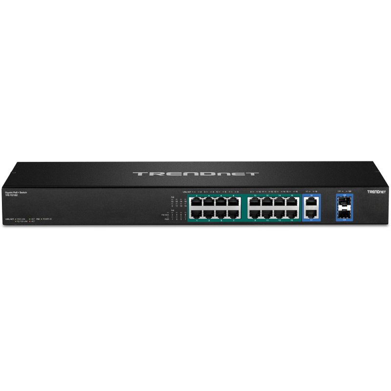 Trendnet TPE-TG182F v1.0R Unmanaged Gigabit Ethernet (10/100/1000) Power over Ethernet (PoE) 1U Black