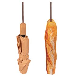 Kikkerland - Baguette Umbrella - Tan - 5.75 cm x 30.5 cm closed, 34 x 18.5 x 17 cm opened
