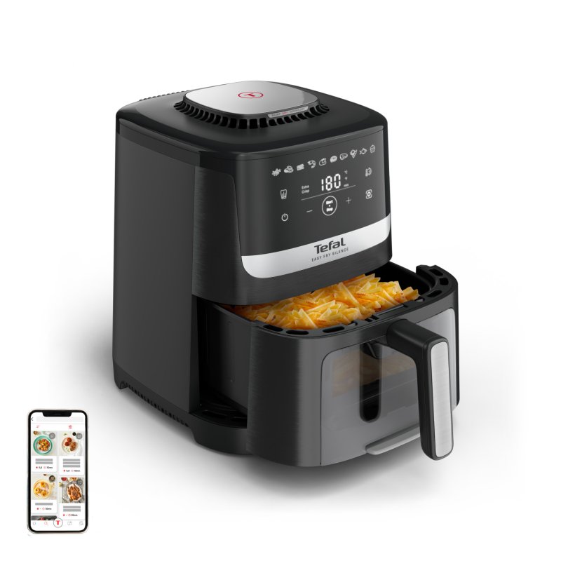 Tefal Easy Fry Silence EY5568E0 fryer Single 5 L Stand-alone Hot air fryer Black Stainless steel