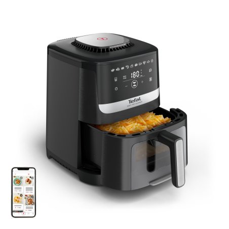 Tefal Easy Fry Silence EY5568E0 friteuse Unique 5 L Autonome Friteuse d’air chaud Noir, Acier inoxydable