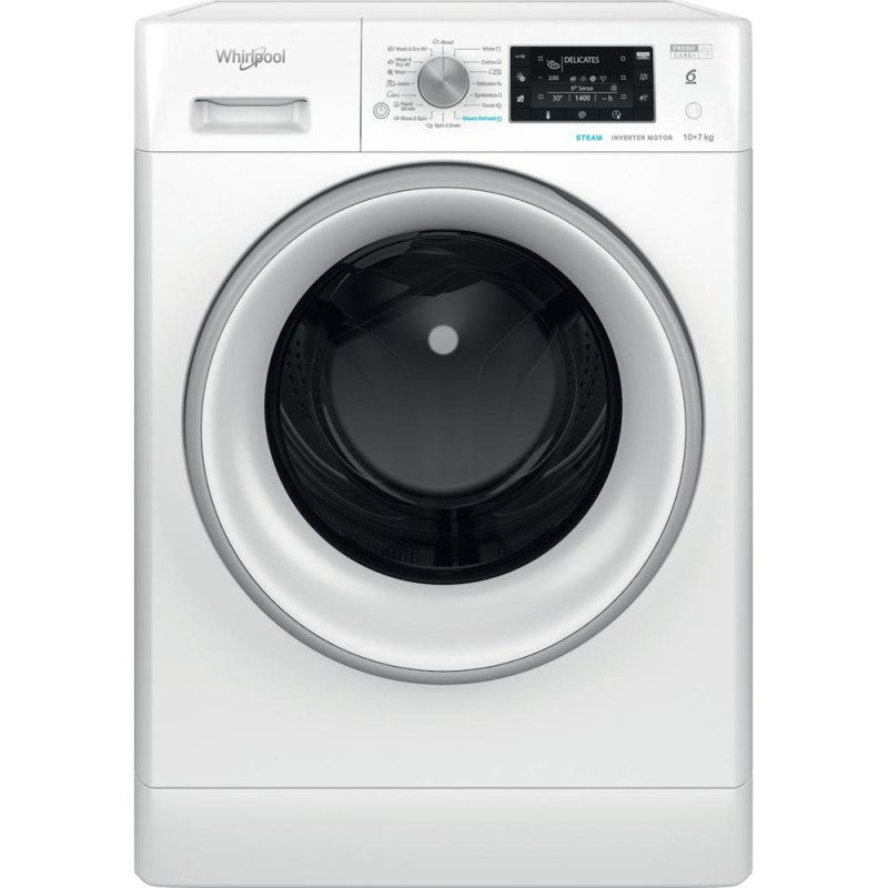 Whirlpool FFWDD 1076258 SV EE machine à laver avec sèche linge Pose libre Charge avant Blanc E