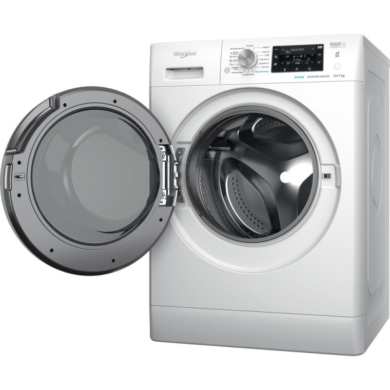 Whirlpool FFWDD 1076258 SV EE machine à laver avec sèche linge Pose libre Charge avant Blanc E