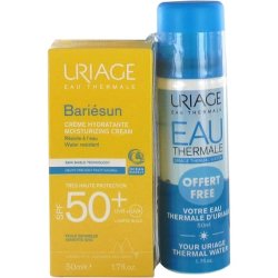 Uriage Bariésun Very High Protection Moisturizing Cream SPF50 50ml with Uriage Thermal Water 50ml - Pack of 2
