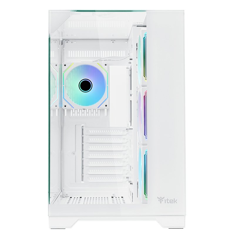 Boitier Moyen Tour ATX iTek Dark Cave Pano RGB avec panneaux vitrés (Blanc)