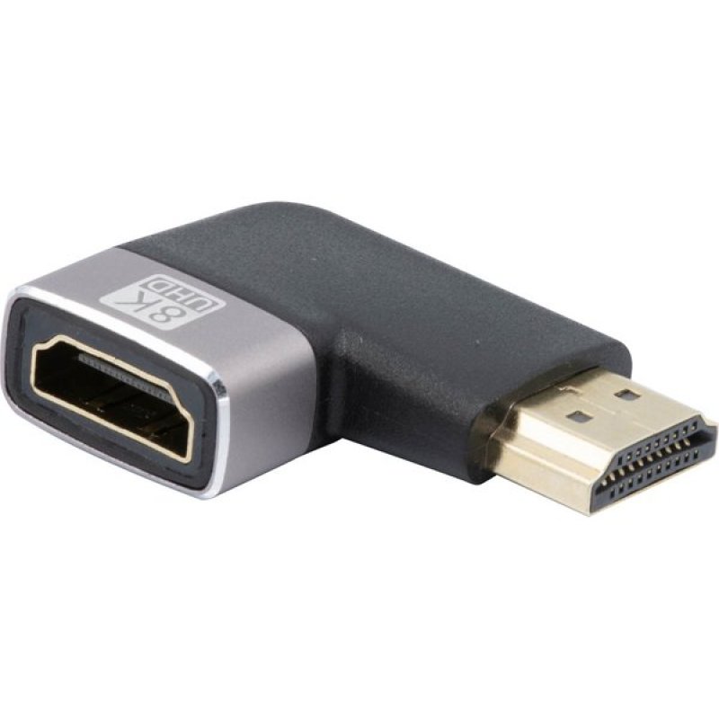 DP 1.4V male to female, 90 angle, metal, gold plated