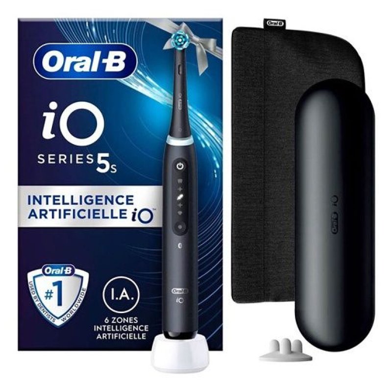 CEPILLO DENTAL BRAUN IO 5 ESTUCHE VIAJE 3 CABEZALES NEGRO