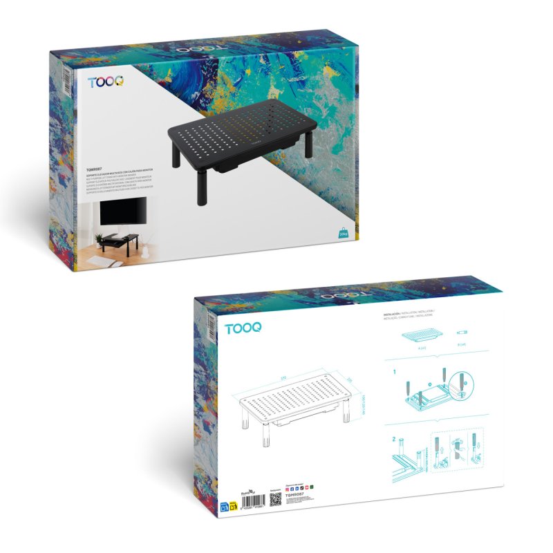 SOPORTE ELEVADOR PARA MONITORES CON CAJON NEGRO