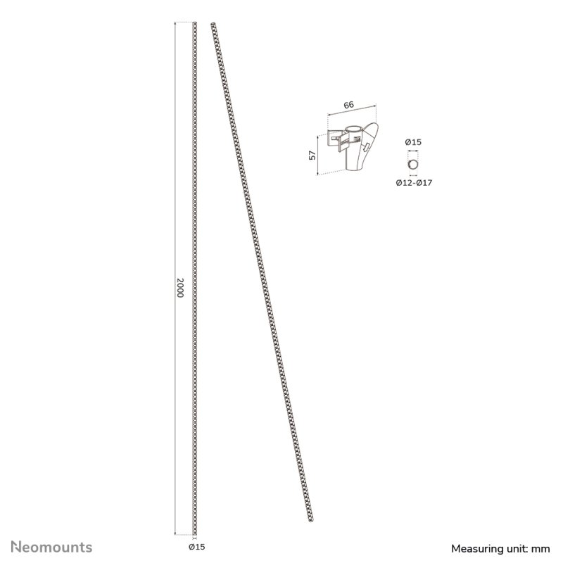 Neomounts ADS06-140WH Gaine de câble - pour 1-3 câbles - universelle