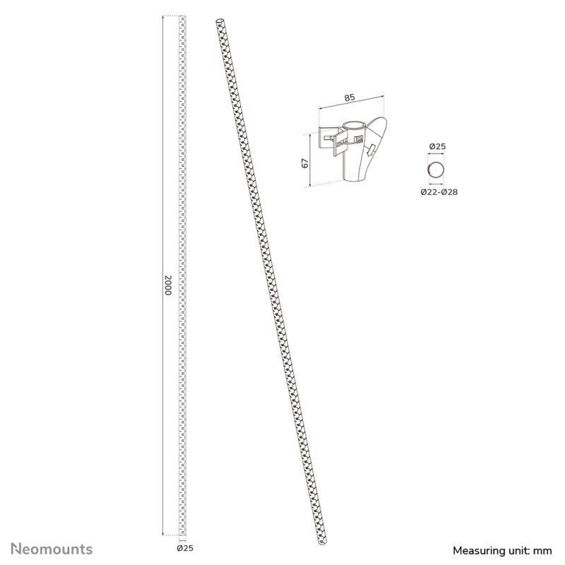 Neomounts ADS06-142WH Gaine de câble - pour 1-5 câbles - universelle