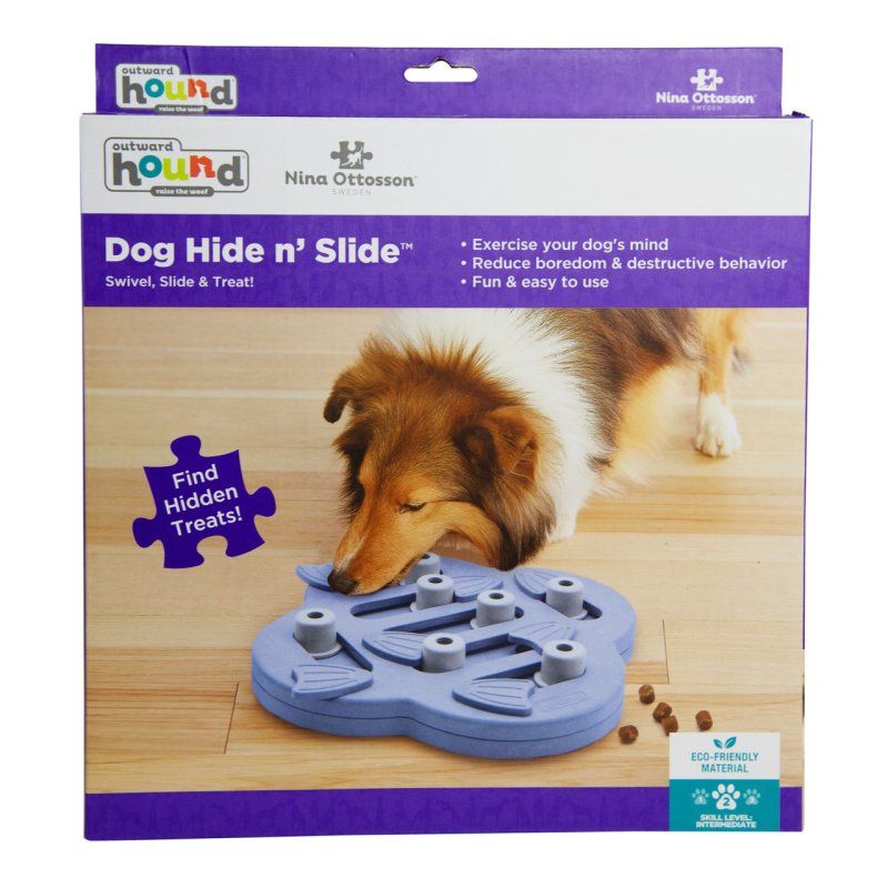 Outward Hound Dog Hide N' Slide Interactive Treat Puzzle Dog Toy, Purple