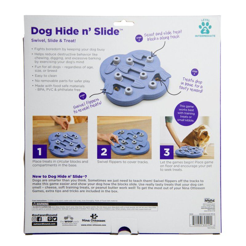 Outward Hound Dog Hide N' Slide Interactive Treat Puzzle Dog Toy, Purple