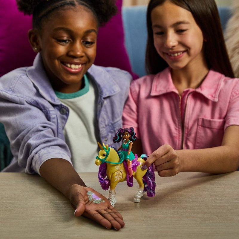 Unicorn Academy - L'Ecole des Licornes - Licorne Leaf Avec Lumières Poupée Ava - Licorne Et Poupée À