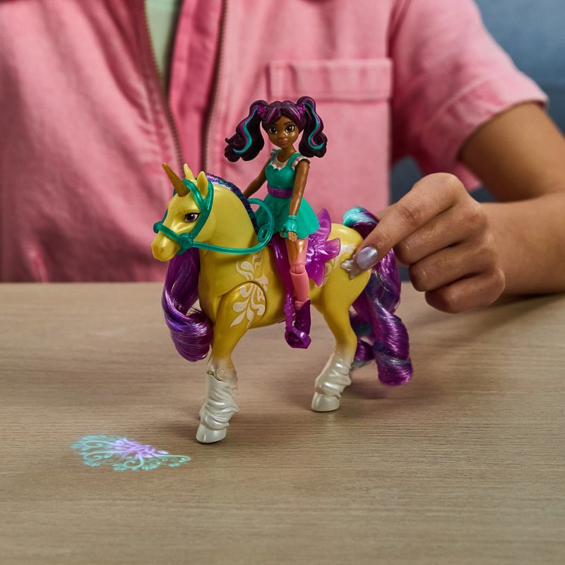 Unicorn Academy - Ava und Pflanzen-Magie Leaf (mit echter Mähne und Schweif sowie magischer Leuchtfunktion)
