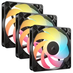 Corsair RS120-R ARGB 12cm PWM Reverse Blade RGB Case Fans (3-Pack), 8 RGB LEDs, Daisy-Chain, Magnetic Dome Bearing,