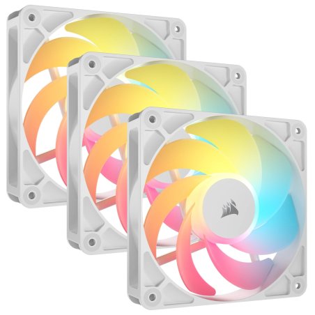 Corsair RS120-R ARGB 12cm PWM Reverse Blade RGB Case Fans (3-Pack), 8 RGB LEDs, Daisy-Chain, Magnetic Dome Bearing,