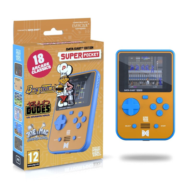 HyperMegaTech! Super Pocket Data East Edition console de jeux portables 7,11 cm (2.8") Bleu, Marron