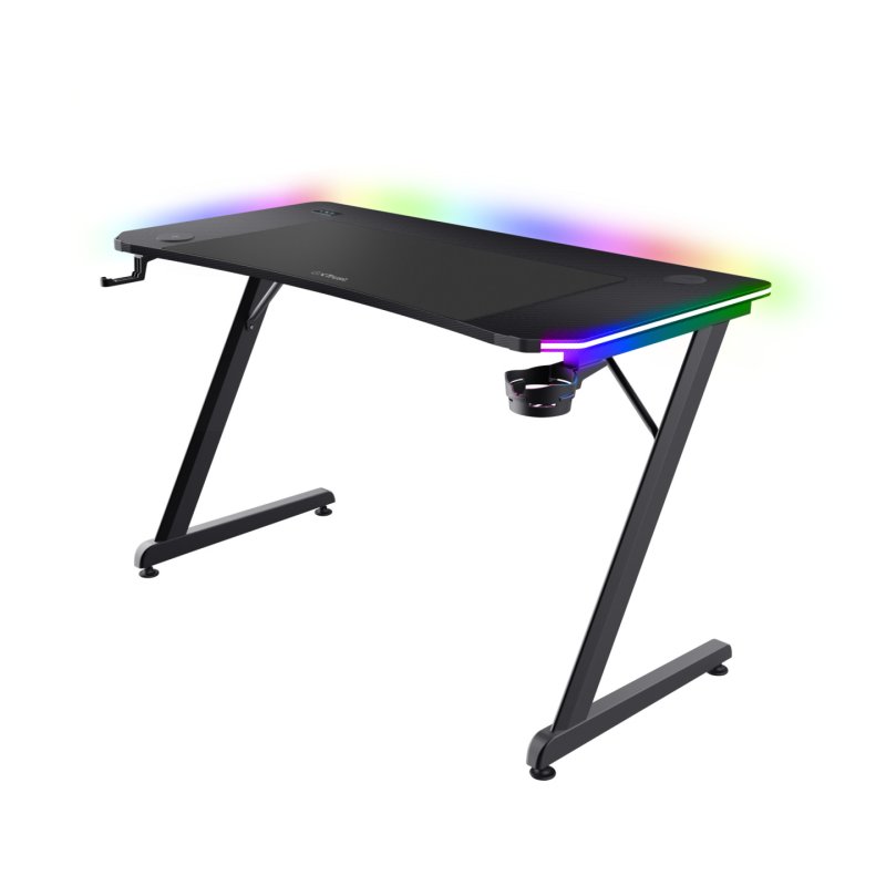 Trust Gaming GXT710 Luminus Pro RGB Tisch Robuster Gaming-Tisch mit RGB LED-Beleuchtung auf 3 Seiten und einem
