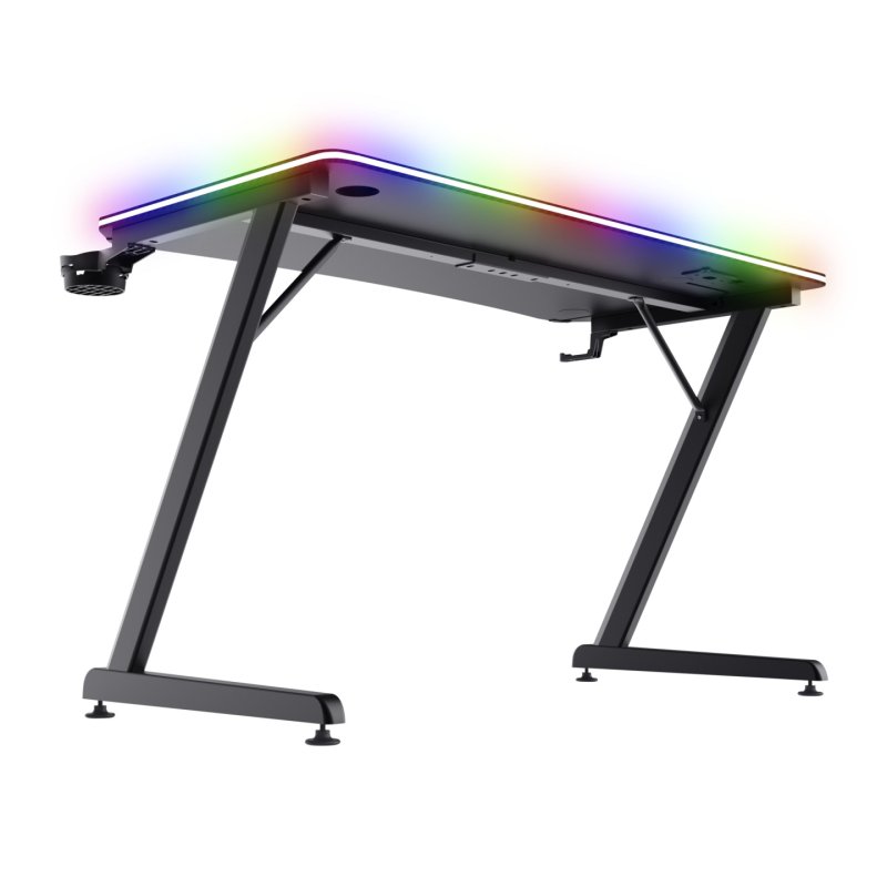 Trust Gaming GXT710 Luminus Pro RGB Tisch Robuster Gaming-Tisch mit RGB LED-Beleuchtung auf 3 Seiten und einem