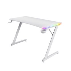 Trust Gaming GXT709W Luminus RGB Tisch Robuster Gaming-Tisch mit RGB LED-Beleuchtung, weiß