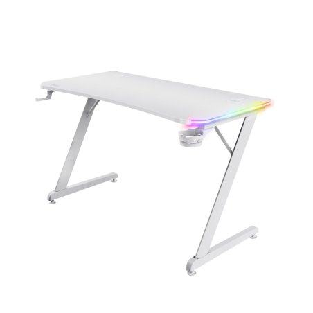 Trust Gaming GXT709W Luminus RGB Tisch Robuster Gaming-Tisch mit RGB LED-Beleuchtung, weiß