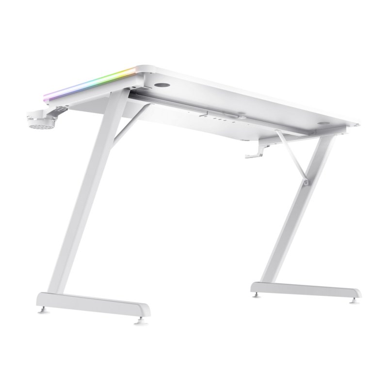 Trust Gaming GXT709W Luminus RGB Tisch Robuster Gaming-Tisch mit RGB LED-Beleuchtung, weiß