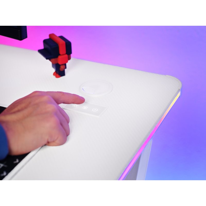 Trust Gaming GXT709W Luminus RGB Tisch Robuster Gaming-Tisch mit RGB LED-Beleuchtung, weiß