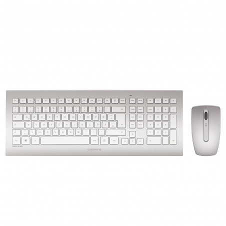 CHERRY DW 8000 keyboard Mouse included RF Wireless French Silver, White