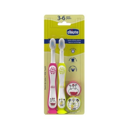 Chicco Toothbrush For Children 3-6 Years Hippo And Panda 2 Pieces