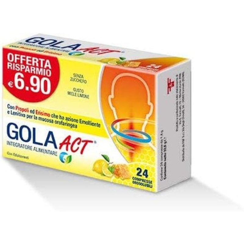 Linea Act Gola Act Dietary Supplement Honey and Lemon Flavor 24 Tablets