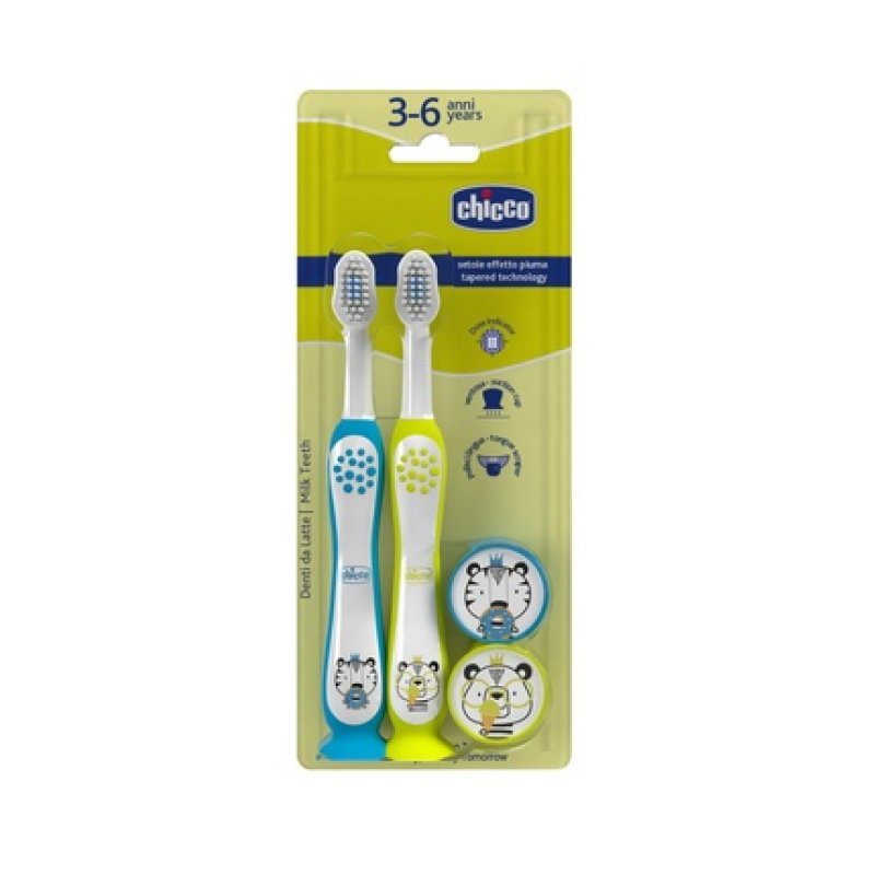 Chicco Toothbrush For Children 3-6 Years Tiger And Panda 2 Pieces