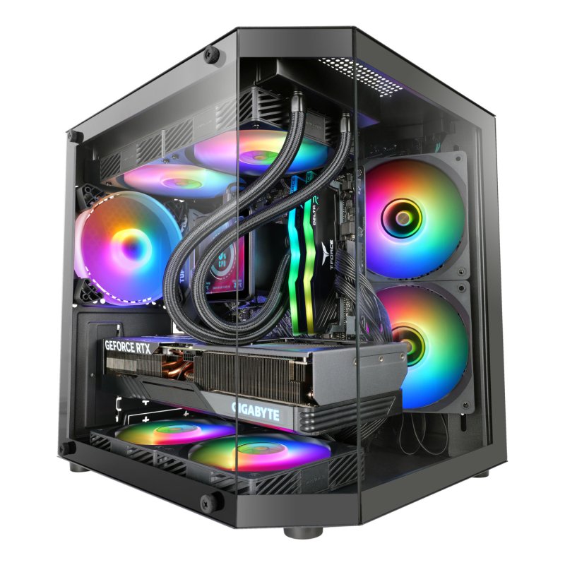 Boitier Mini Tour Micro ATX Mars Gaming MC-3T Lite RGB avec panneaux vitrés (Noir)
