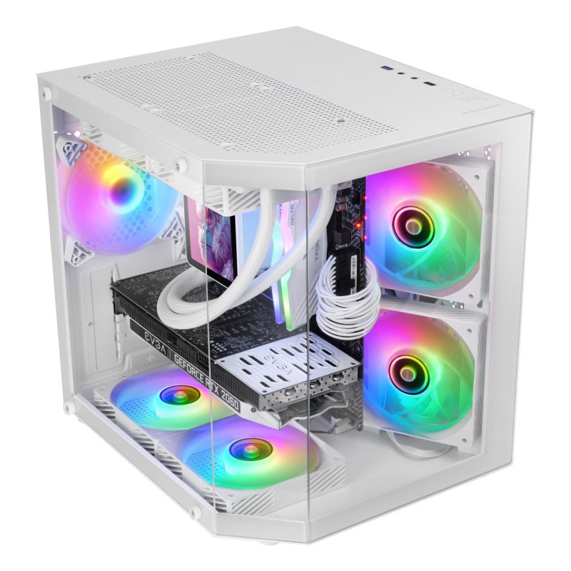 Boitier Mini Tour Micro ATX Mars Gaming MC-3T Lite RGB avec panneaux vitrés (Blanc)