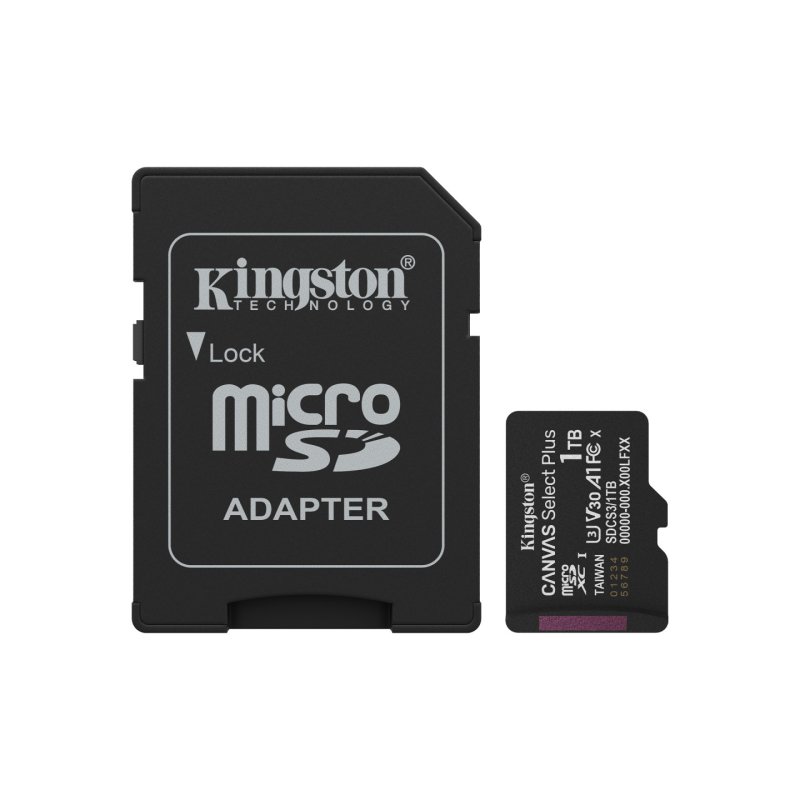 Kingston Technology 1TB microSDXC Canvas Select Plus Gen3 150MB/s A1 Card Adapter