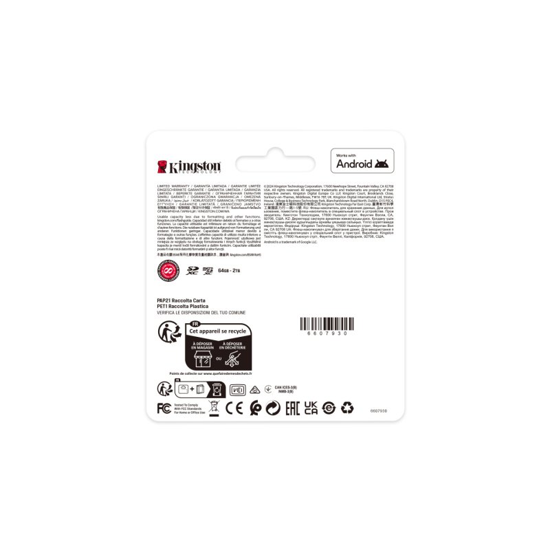 Kingston Technology 1TB microSDXC Canvas Select Plus Gen3 150MB/s A1 (Adaptateur SD inclus)