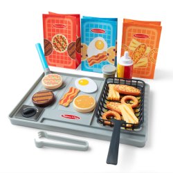 Melissa & Doug Flip & Fry Grill Play Set with Water WOW! Color Reveal Play Food Preschool Toy Ages 3 
