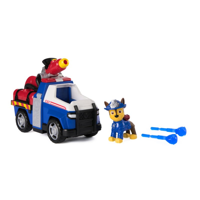Paw Patrol Fire Rescue - Chases Rettungsfahrzeug (mit Geschoss-Abwurf und Chase Spielfigur)