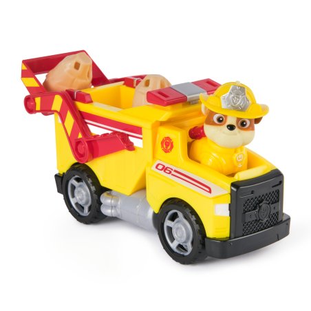 PAW Patrol Pat' Patrouille Mission pompiers : Camion-benne de pompiers de Ruben avec figurine articulée, projectiles