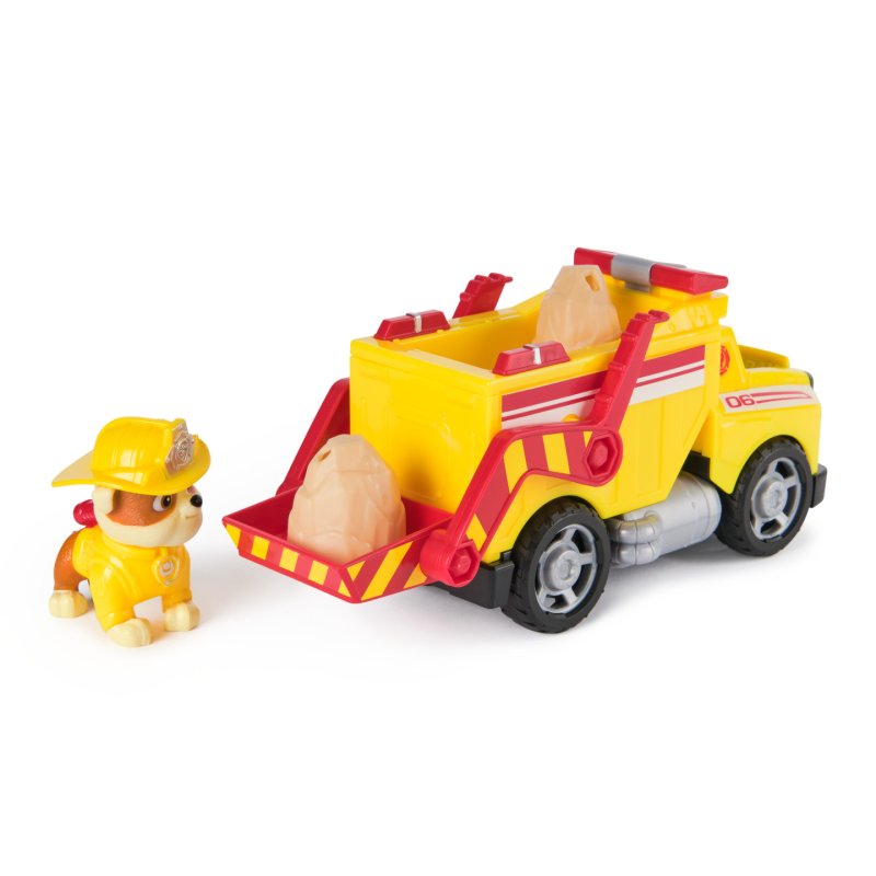 PAW Patrol Pat' Patrouille Mission pompiers : Camion-benne de pompiers de Ruben avec figurine articulée, projectiles